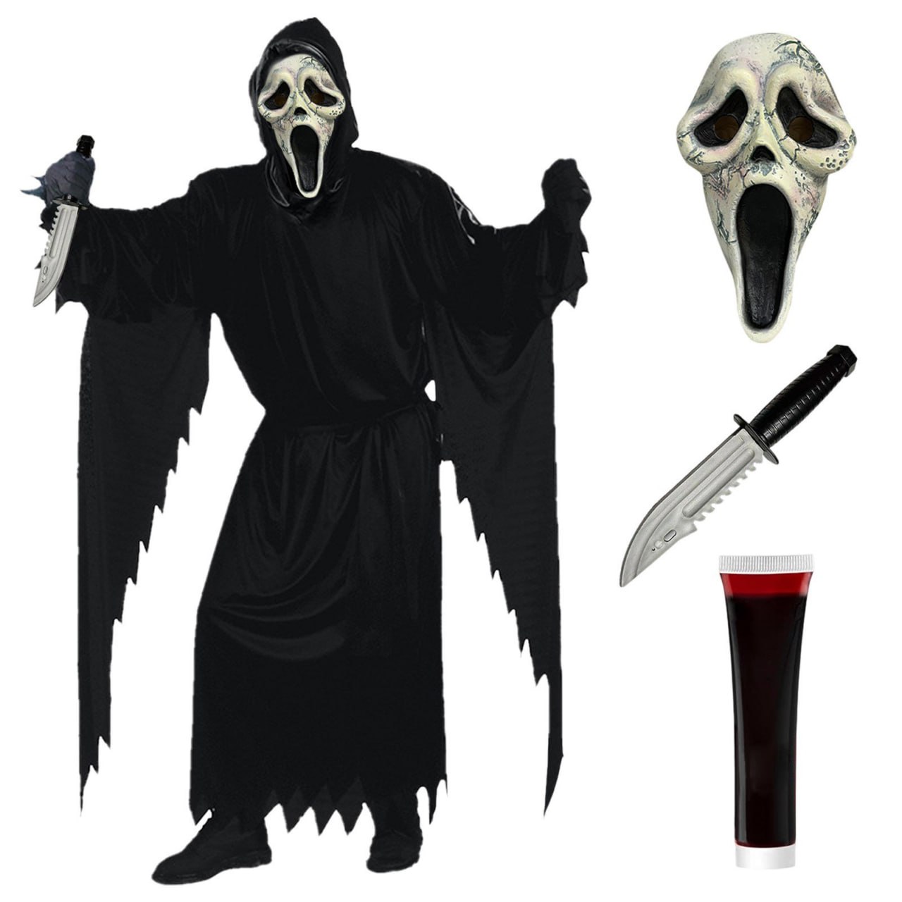 Forfamy Ghost Face Costumes Kids Halloween Screaming Ghost Face Costumes Kids Aldult Halloween Horror Film Living Dead Fancy Dress Outfit